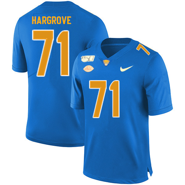 2019 Men #71 Bryce Hargrove Pitt Panthers College Football Jerseys Sale-Royal